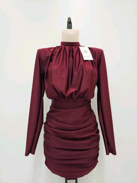 Vestido Astrid | Mini ajustado fruncido con cuello alto [4]