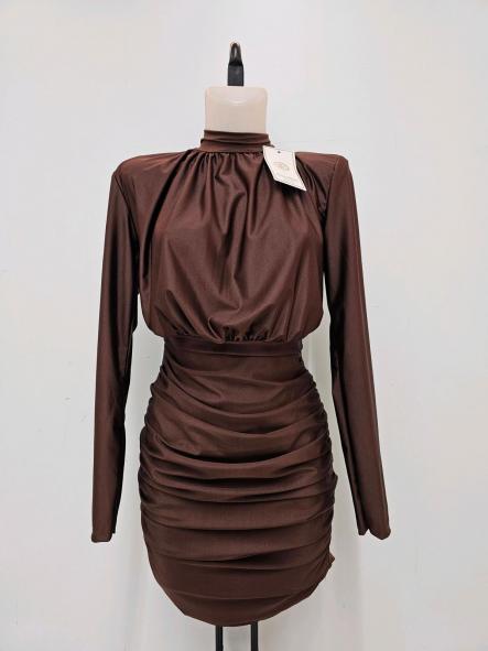 Vestido Astrid | Mini ajustado fruncido con cuello alto [6]