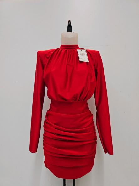 Vestido Astrid | Mini ajustado fruncido con cuello alto [5]