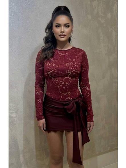 Conjunto Efy | Body de encaje y falda lazo [2]