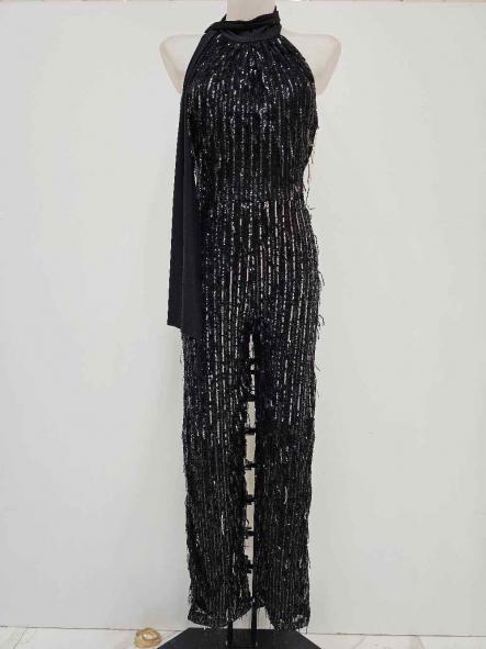 Mono Galaxy Noir | Mono de lentejuelas con cuello halter [2]