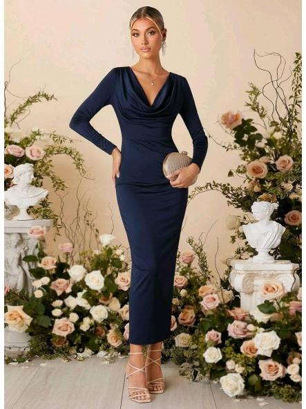 Vestido Valentina | Largo de fiesta con escote drapeado