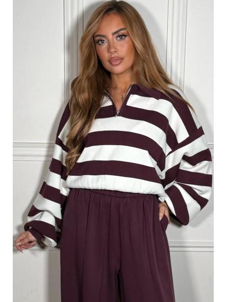 Conjunto Stripe Cozy | Sudadera de rayas y pantalón ancho fluido [2]