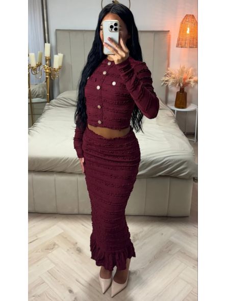 Conjunto Xia | Set de punto texturizado con botones joya [3]