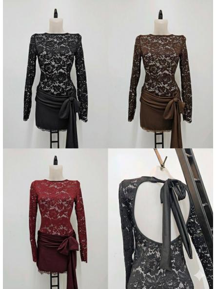 Conjunto Efy | Body de encaje y falda lazo [3]