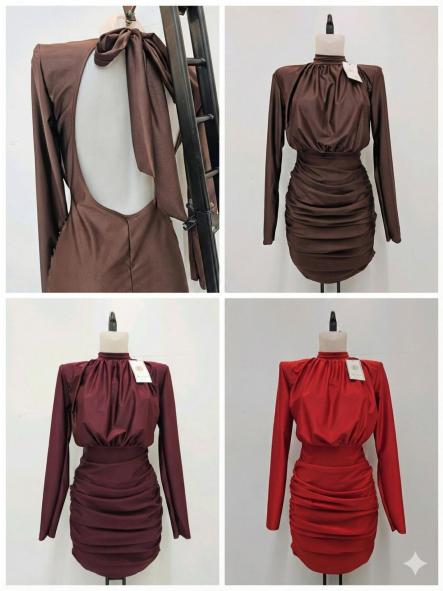 Vestido Astrid | Mini ajustado fruncido con cuello alto [3]