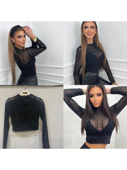 Top Crystal Net | Top negro mesh con brillantes [5]