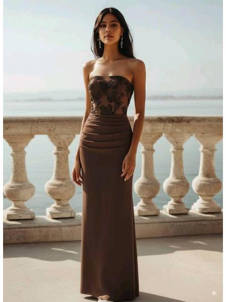 Vestido Belladonna | Vestido largo palabra de honor bordado