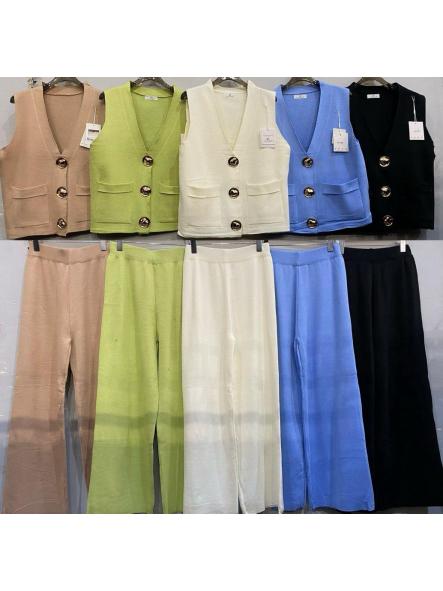 Conjunto Botón Joyita | De punto con chaleco y pantalón palazzo [4]