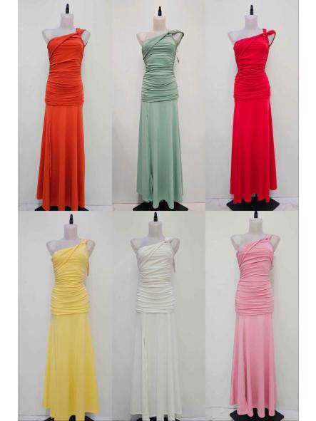 Vestido Hevia | Vestido largo asimétrico fruncido [7]