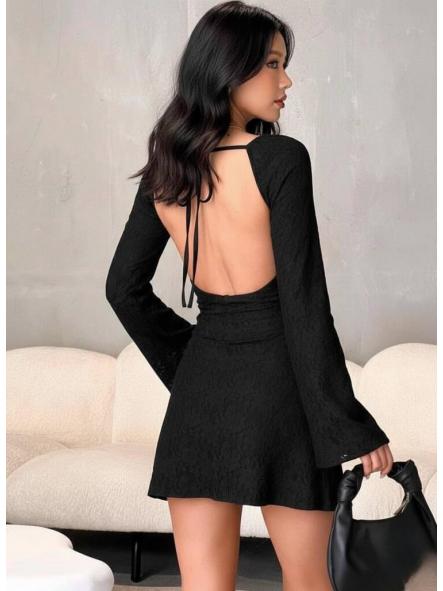 Vestido Noir Muse | Vestido corto de encaje con espalda abierta [1]