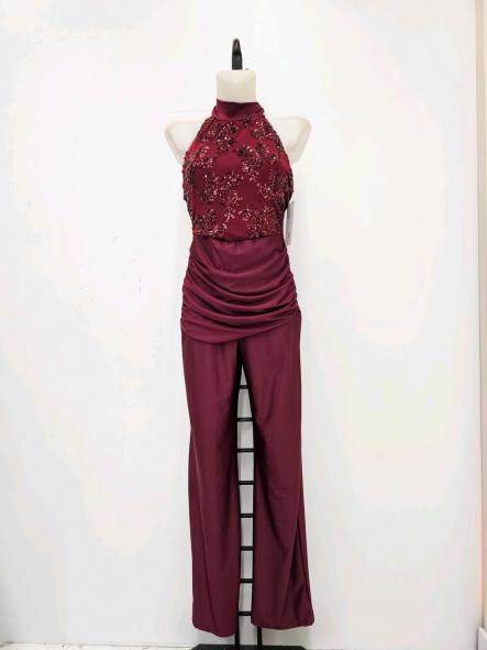 Mono Stardust Flow | Mono de lentejuelas con cuello halter y pierna ancha [1]