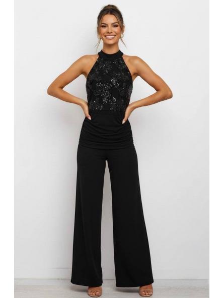 Mono Stardust Flow | Mono de lentejuelas con cuello halter y pierna ancha [2]