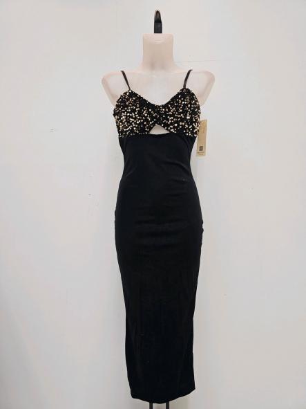 Vestido Golden Velvet | Vestido midi con lentejuelas y escote cut-out [2]