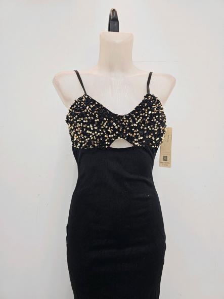 Vestido Golden Velvet | Vestido midi con lentejuelas y escote cut-out [3]