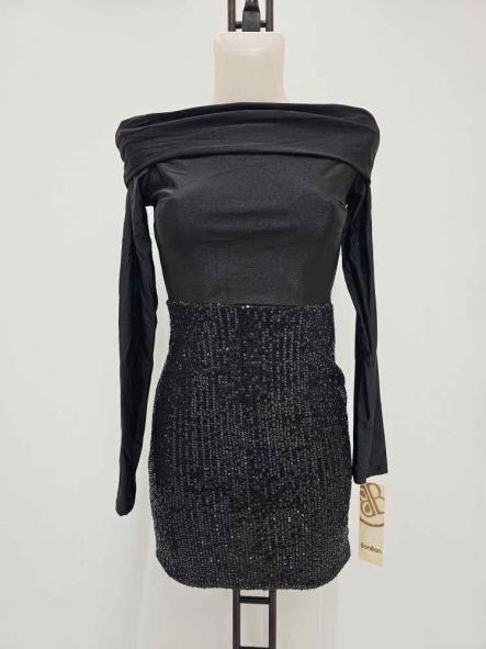 Vestido Winter Glow | Vestido mini de invierno con escote bardot y lentejuelas [3]