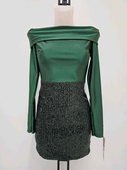 Vestido Winter Glow | Vestido mini de invierno con escote bardot y lentejuelas [5]