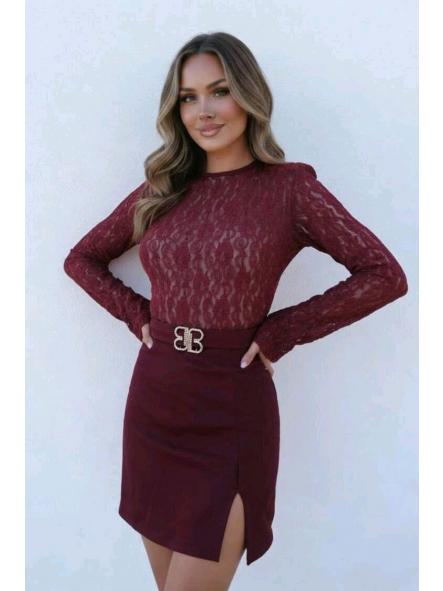 Mono Lace BB | Mono corto de encaje con cinturón joya