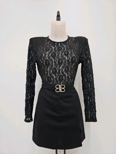 Mono Lace BB | Mono corto de encaje con cinturón joya [3]