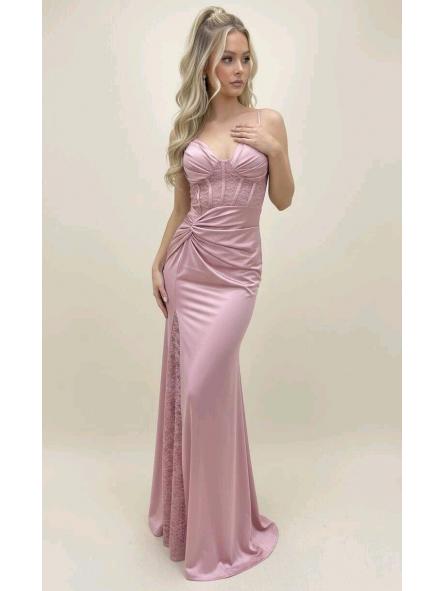 Vestido Eclipse Lace | Vestido largo satinado con encaje y abertura [3]