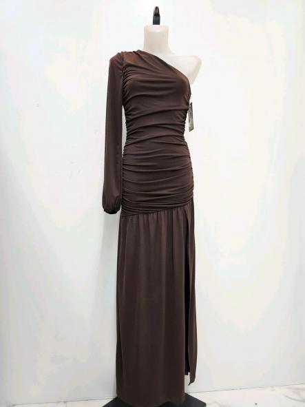 Vestido Hera | Vestido largo asimétrico fruncido con abertura [5]