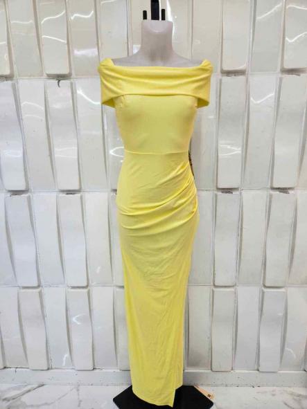 Vestido Calíope | Vestido largo palabra de honor con fruncido [1]