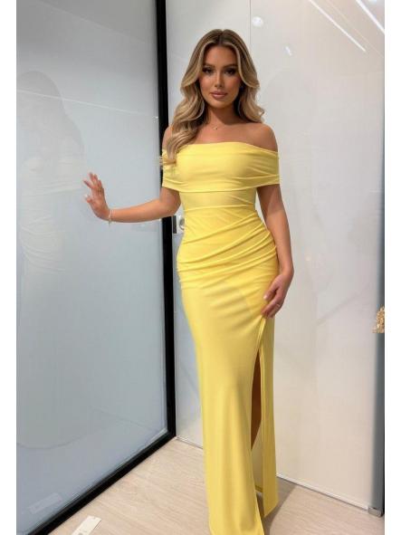 Vestido Calíope | Vestido largo palabra de honor con fruncido