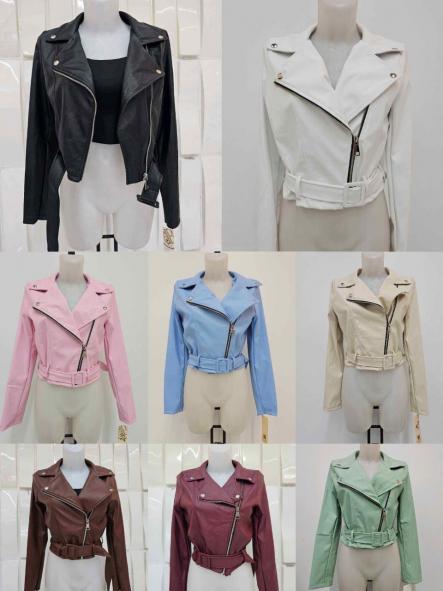 Cazadora Biker Verona | Cazadora corta de polipiel con cinturón [7]