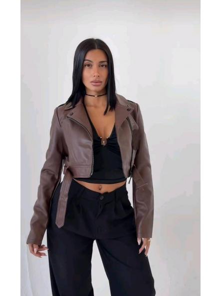 Cazadora Biker Verona | Cazadora corta de polipiel con cinturón [4]