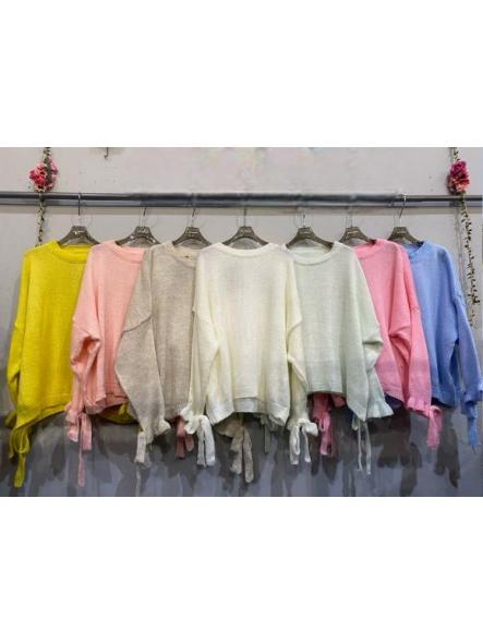 Jersey Cotton Candy | Jersey de punto suave con mangas abullonadas y lazos [6]