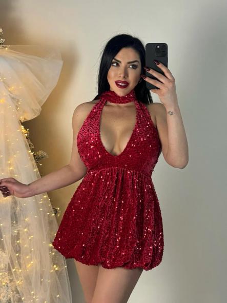 Vestido Starlight Glow | Vestido corto de terciopelo con lentejuelas [3]