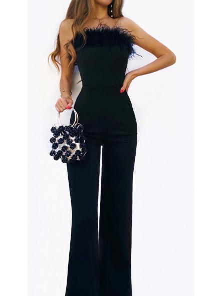 Mono Plumas Noche Noir | Mono negro palabra de honor con plumas [3]