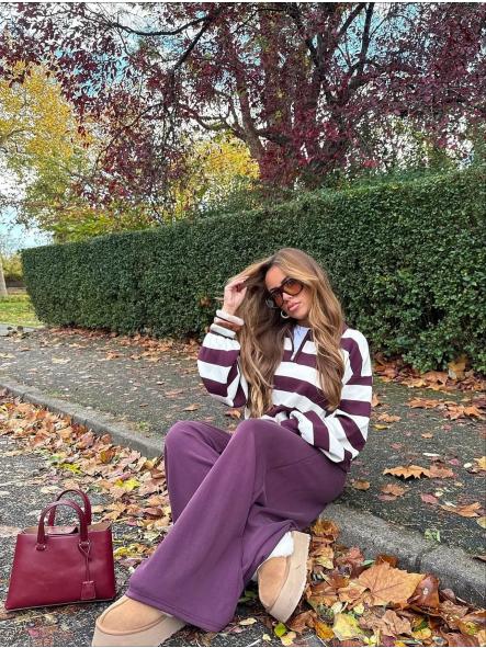 Conjunto Stripe Cozy | Sudadera de rayas y pantalón ancho fluido [1]