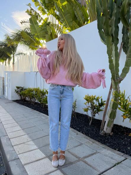 Jersey Cotton Candy | Jersey de punto suave con mangas abullonadas y lazos [2]