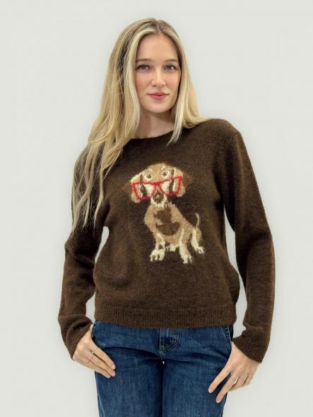 Jersey Doggy Chic | Jersey suave con dibujo de perrito y gafas