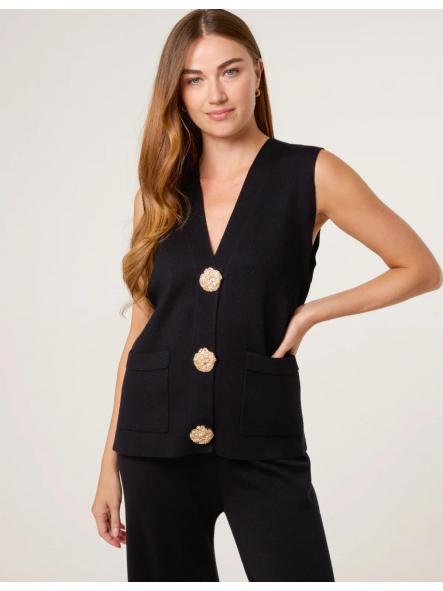 Conjunto Botón Joyita | De punto con chaleco y pantalón palazzo [2]