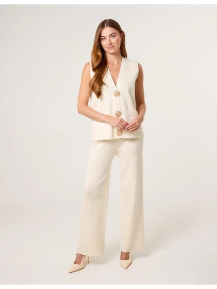 Conjunto Botón Joyita | De punto con chaleco y pantalón palazzo