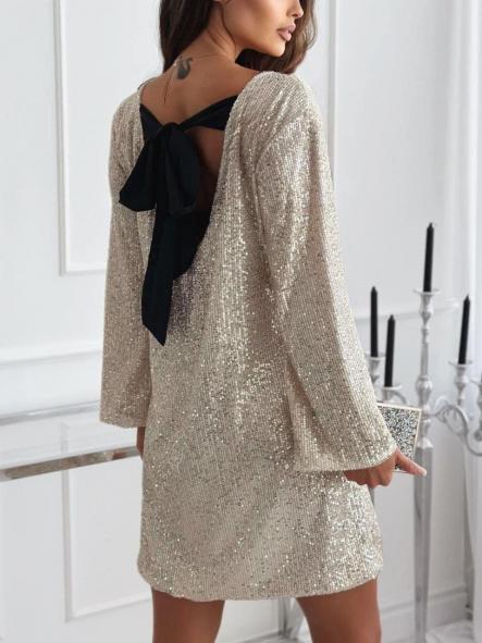 Vestido Shine Bow | Vestido de lentejuelas con lazada espalda [2]