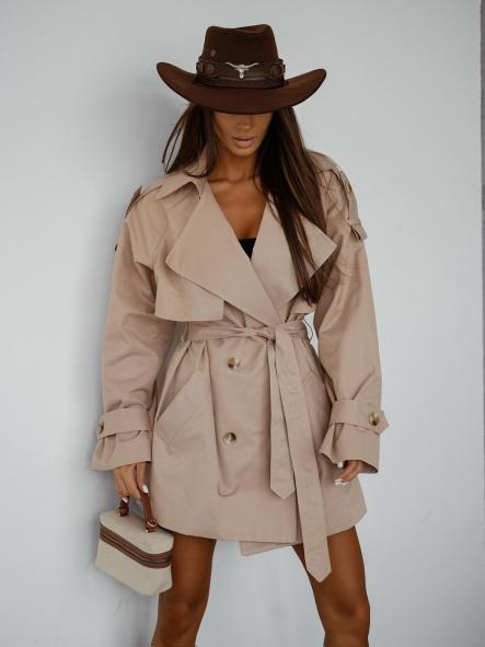 Trench Milano | Gabardina corta cruzada con cinturón