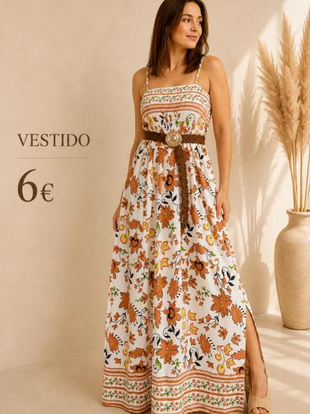VESTIDO LARGO PANAL ABEJA TEJA [0]