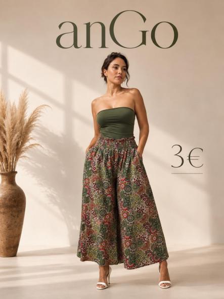 PANTALON HIPPIE  PALAZZO VERDE Y ROJO [0]