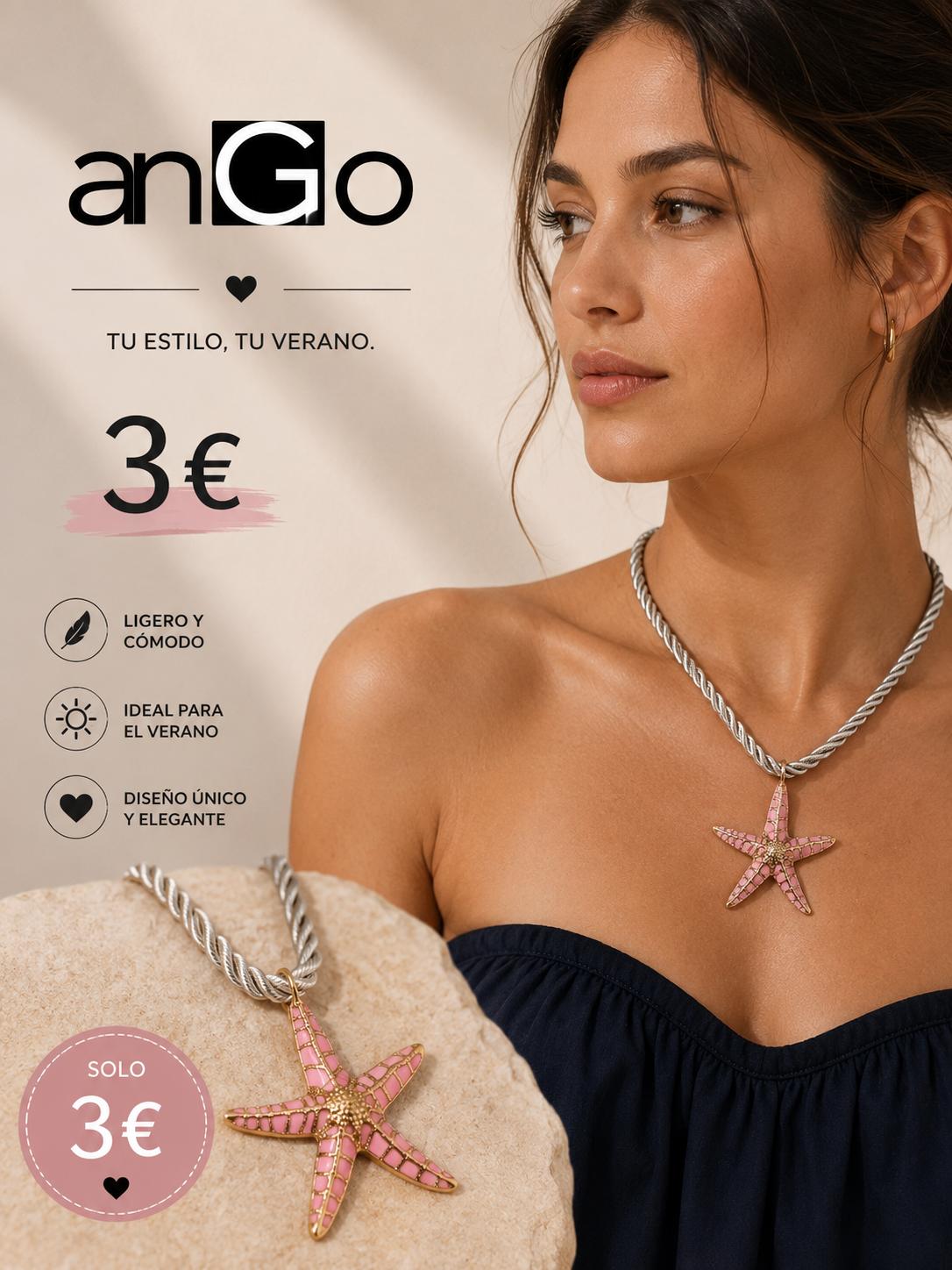 COLLAR cordon estrella rosa