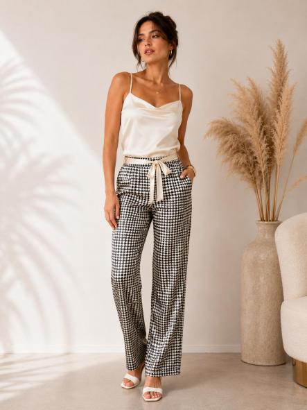 PANTALON NEGRO PATA DE GALLO