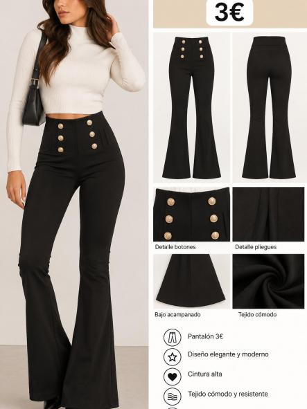 PANTALON NEGRO CAMPANA 