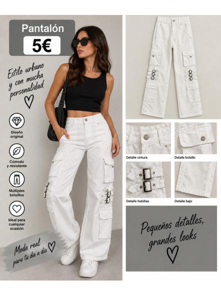 PANTALON VAQUERO BLANCO ELASTICO