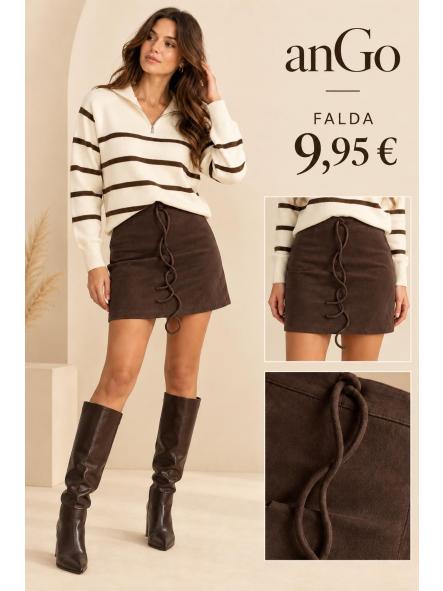 FALDA PANTALON MARRON OSCURO 