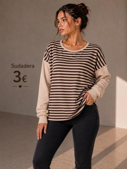 SUDADERA RAYAS OBERSAY MARRON [0]