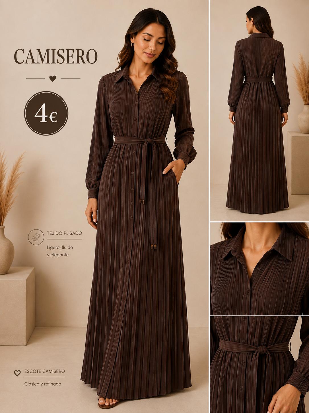 VESTIDO CAMISEEO MARRON