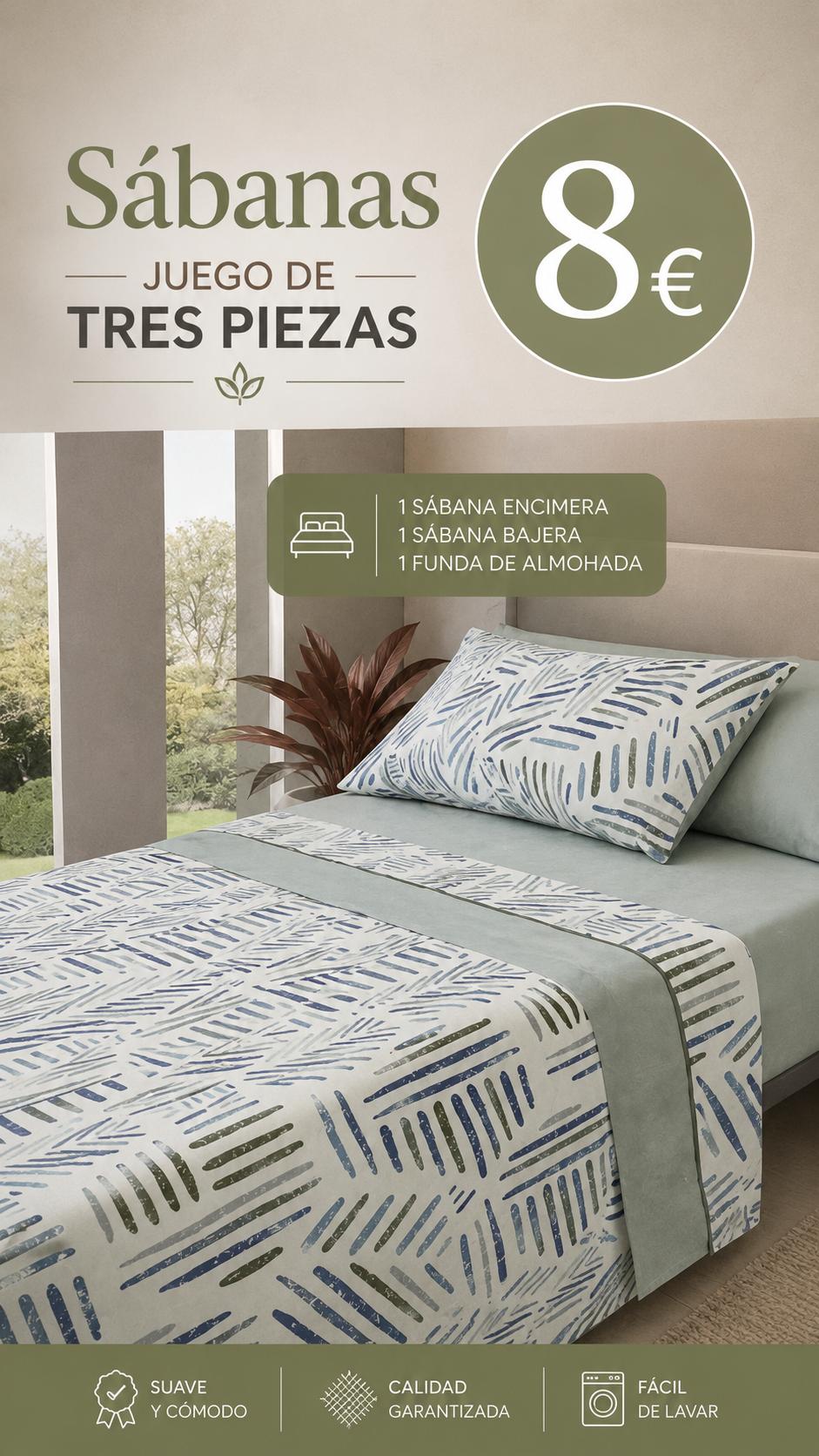 SABANA TRES PIEZASrayas AZULES 90