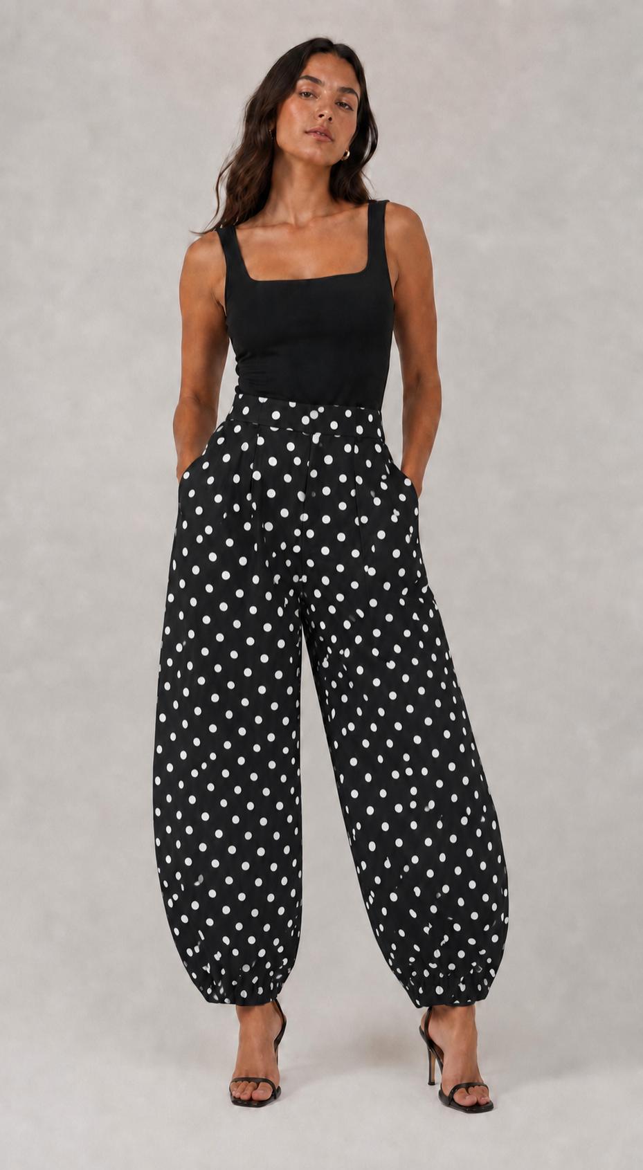 PANTALON BALLOON LUNARES NEGRO